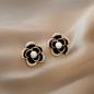 Preview: Großhandel B2B Silber pin Perle Blume Vintage Ohrringe A070 gold
